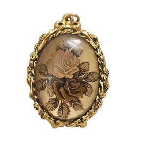 Vtg 1960s 1970s Max Factor Hypnotique Roses Perfume Solid Pendant